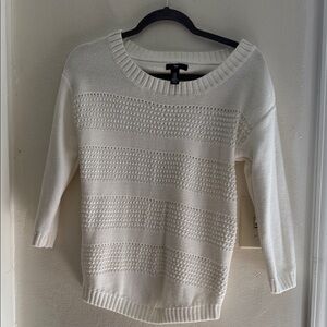 GAP Cream Scoop Neck Textured Knit Sweater